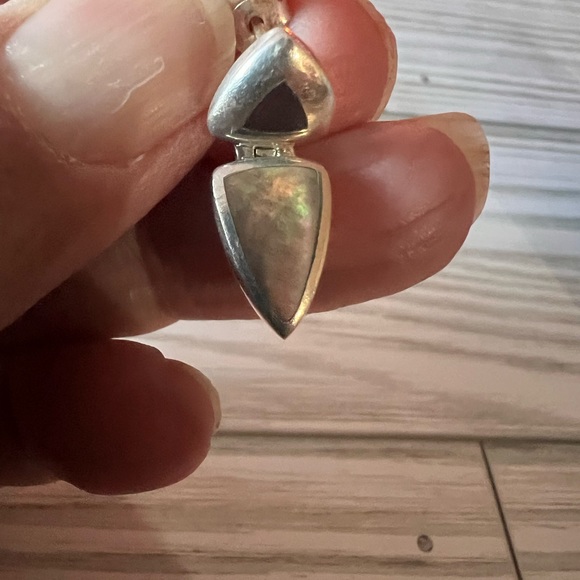 Rare Vintage Sterling .925 Rainbow Moonstone, or Opal Earrings - Picture 5 of 9